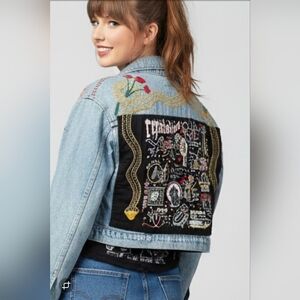 Upcycled Molly Made It Taylor Swift REPUTATION Graphics Jean Jacket Embroidered